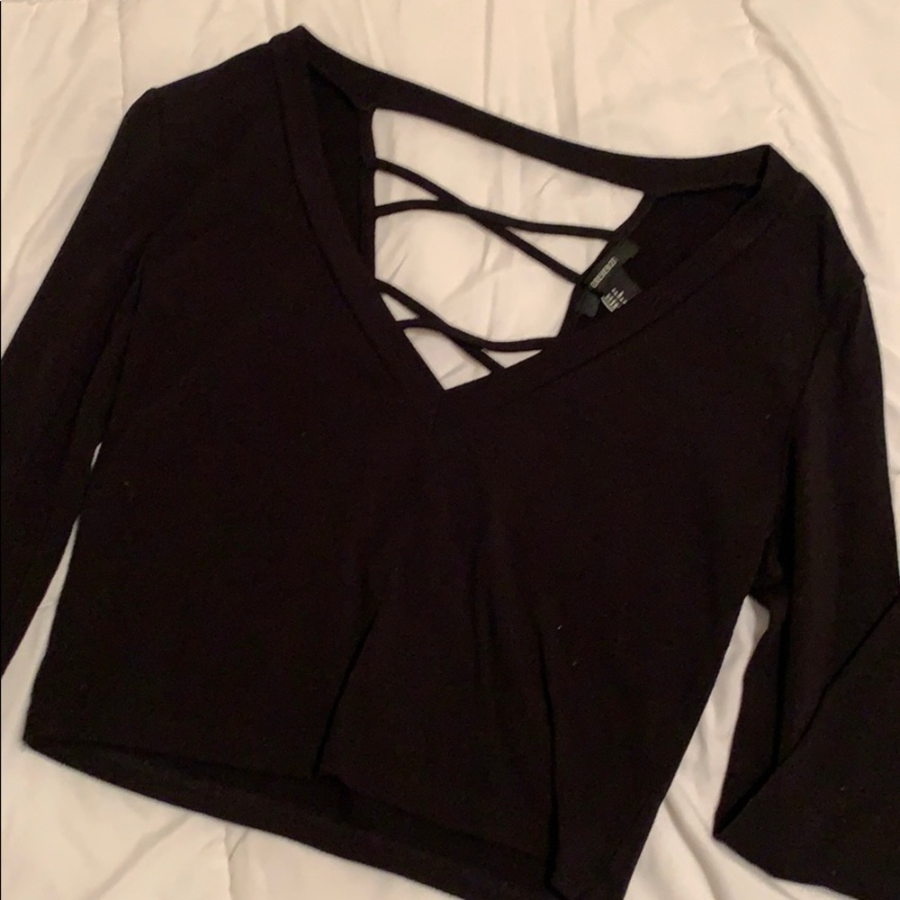 lace up long sleeve crop
